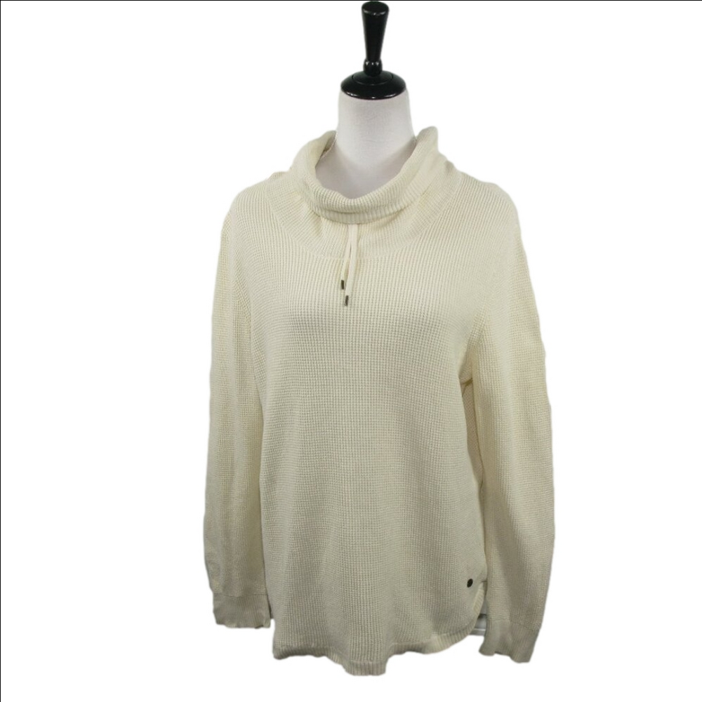 Lauren Ralph Lauren Cream Waffle Knit Cowl Neck Pull Over Size XL